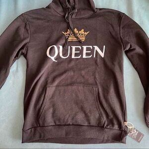 Queen Black Hoodie with Gold Crown